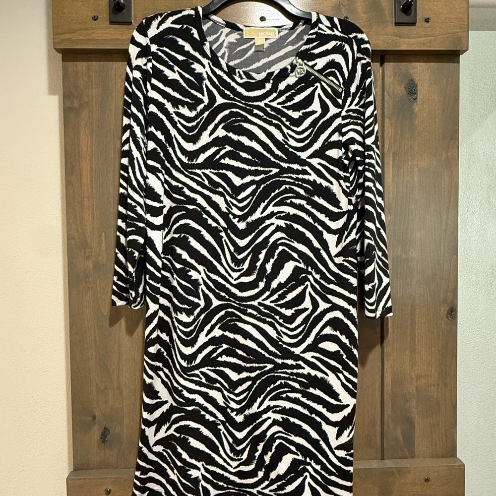 Michael Kors Black and White Zebra Patterned Dress